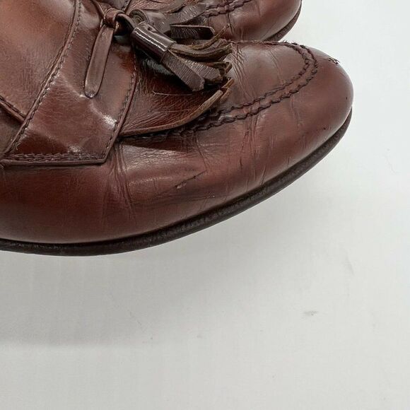 SALVATORE FERRAGAMO Brown Tassel Kiltie Loafer Slip on DRESS SHOES 7 1/2 D Italy - Picture 6 of 9